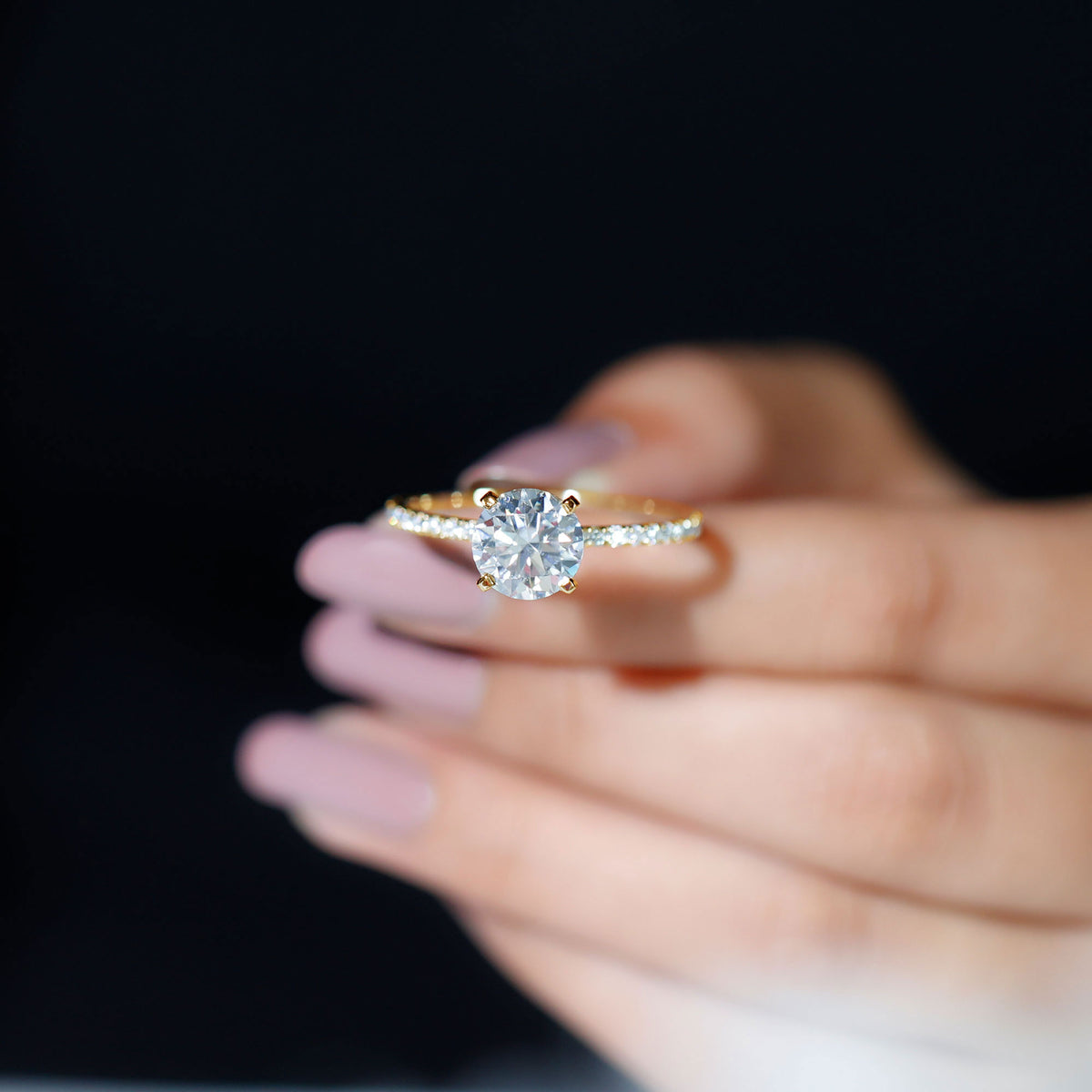 14K Yellow Gold Moissanite Solitaire Engagement Ring O317327