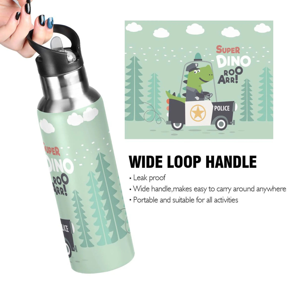 Stainless Steel Water Bottle with Straw Lid Vacuum Insulated 20 OZ H1715