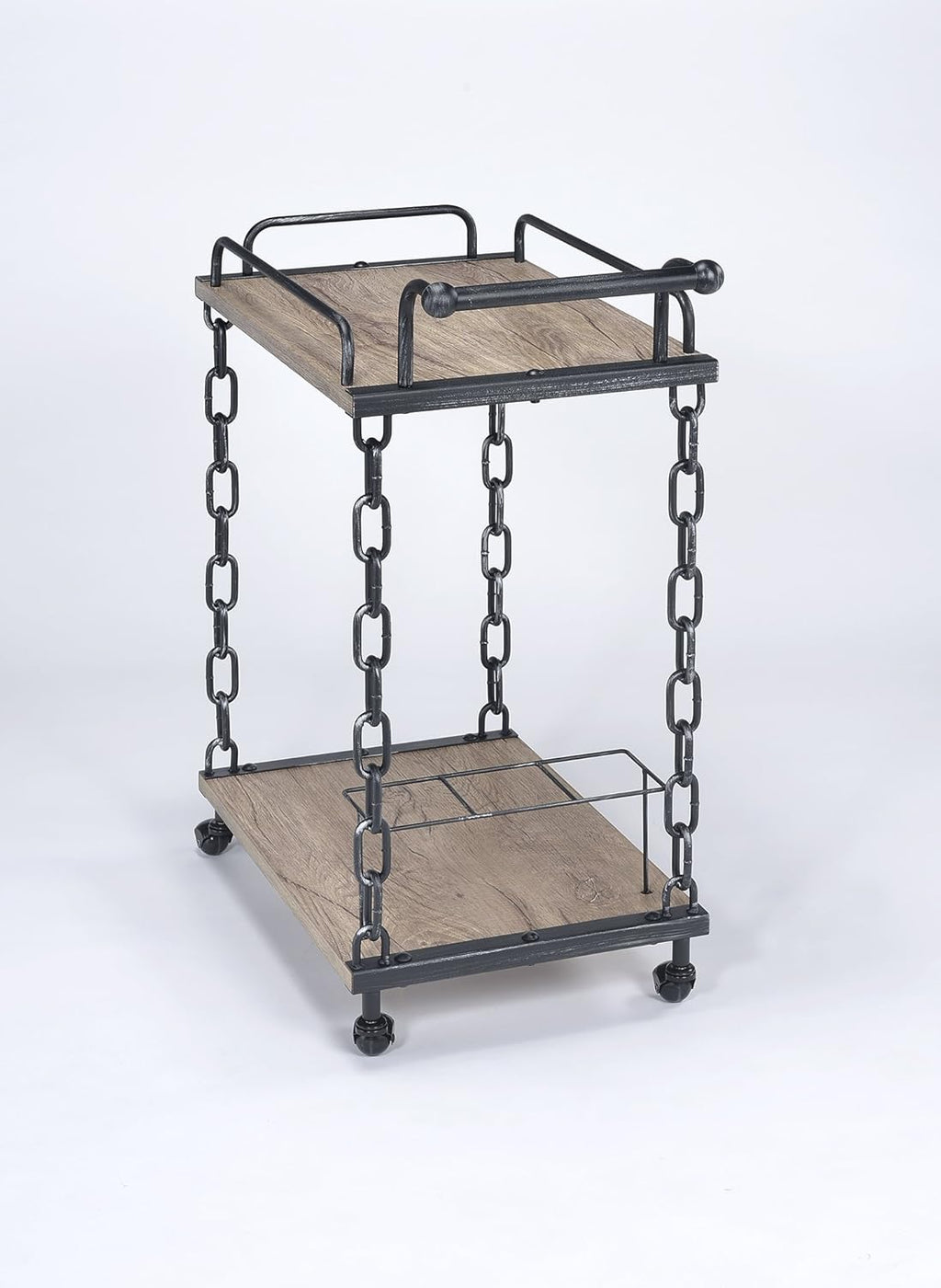 Rustic Oak & Antique Black Serving Cart X562