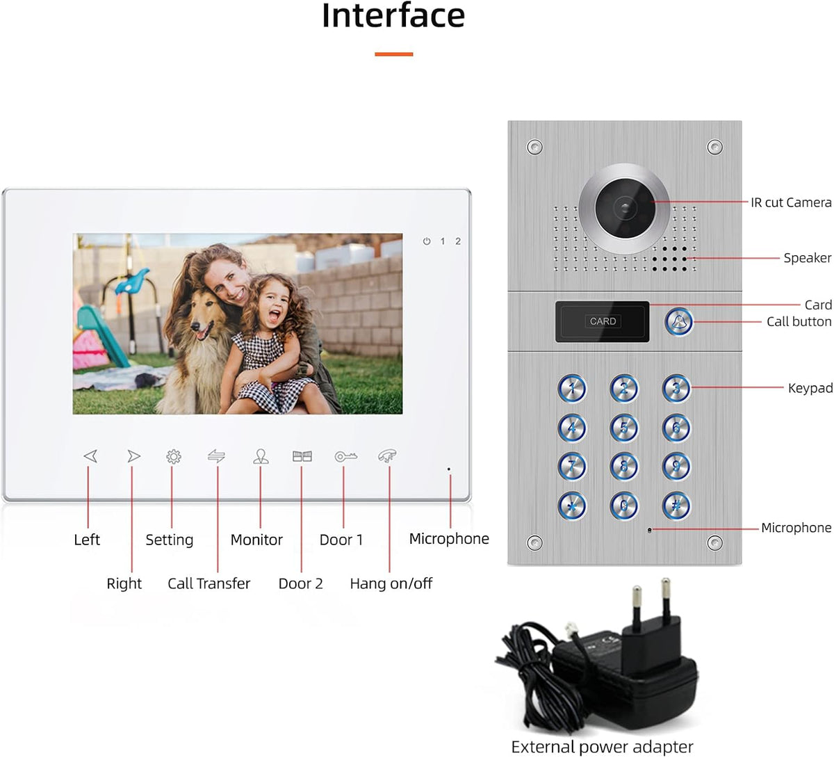 7 Inch Wired Video Doorbell 960P Camera IP65 Waterproof S699070