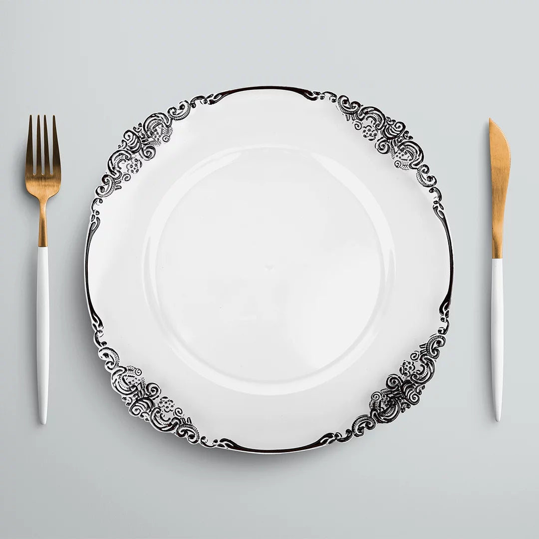 Clear Acrylic Charger Plates with Black Rim Set of 4 O331