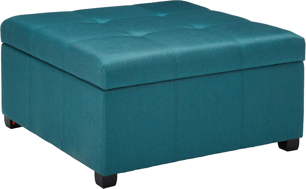 Dark Teal Fabric Storage Ottoman L3398
