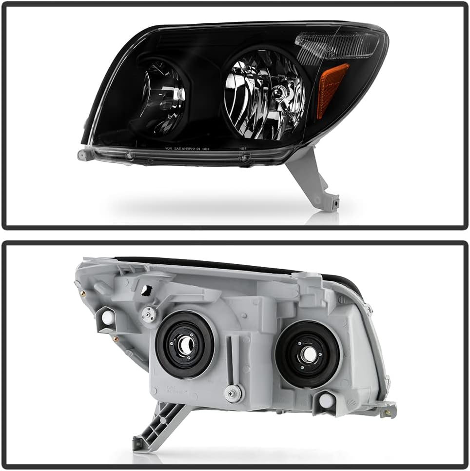 Black 2003 2005 Toyota 4Runner Headlights Headlamps Driver Passenger Side Q37524