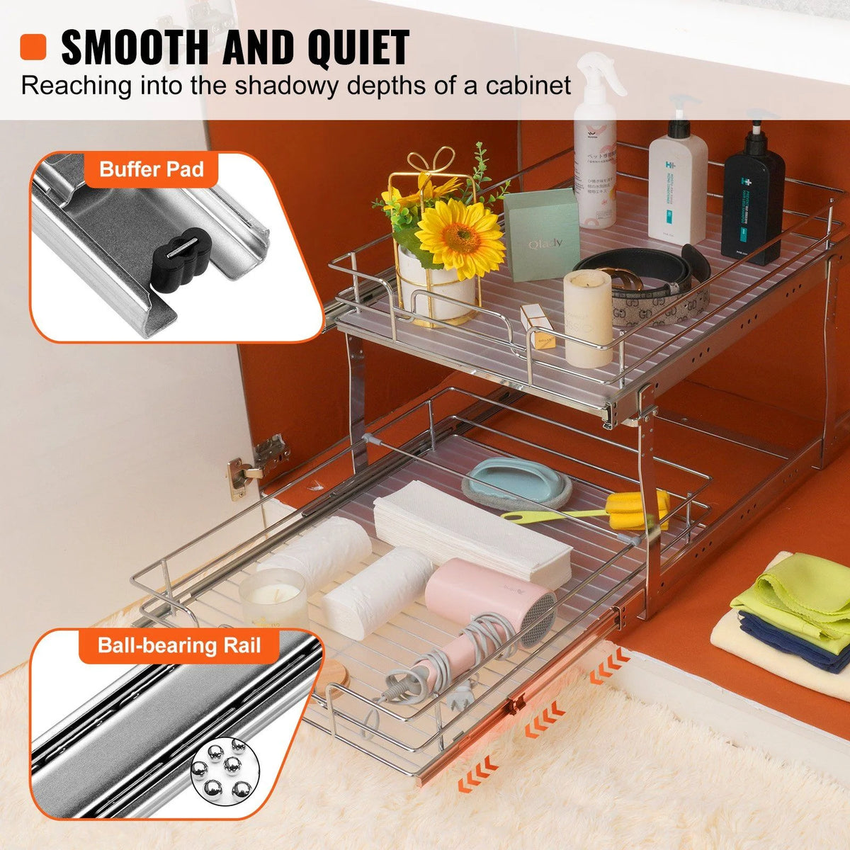 Chrome Steel Pull Out Cabinet Organizer Z97971