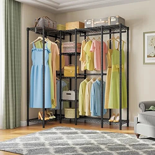 67.5" L Shaped Freestanding Wire Garment Rack Z91069