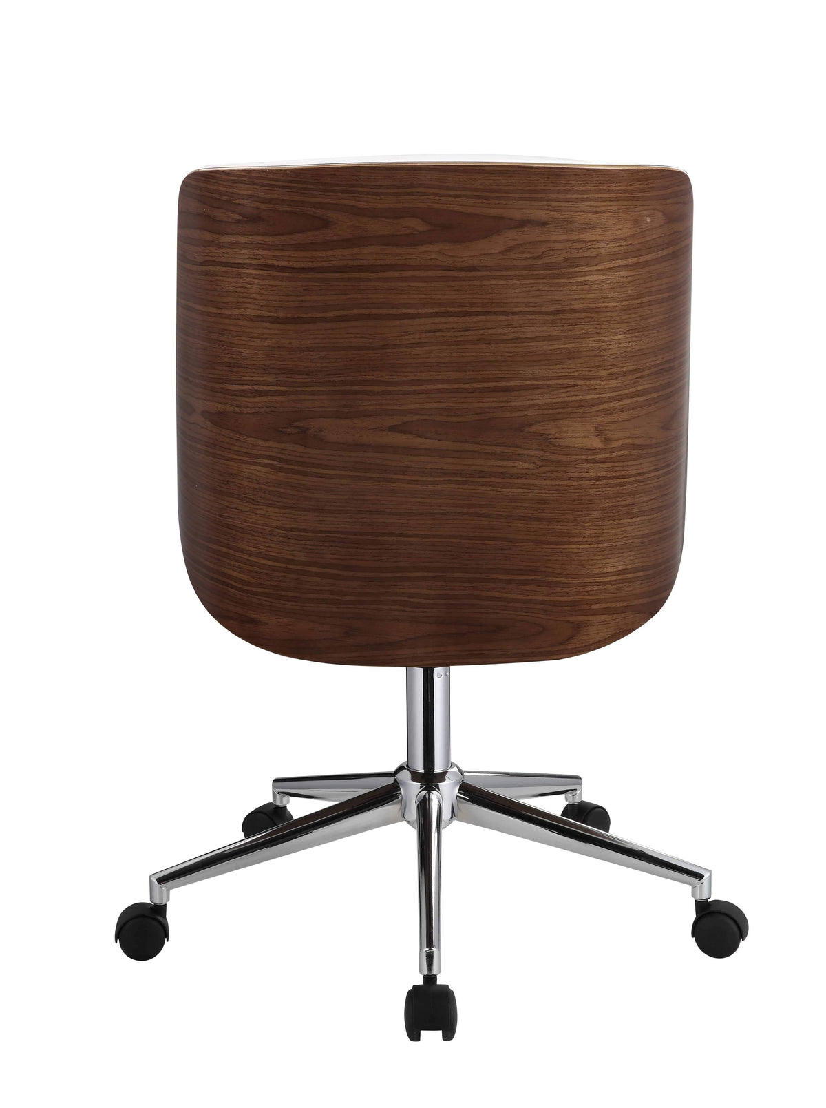 White Leatherette and Walnut Office Chair E2092