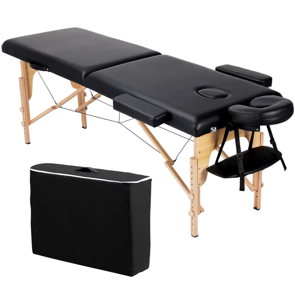 Folding Adjustable Massage Table Black Y554