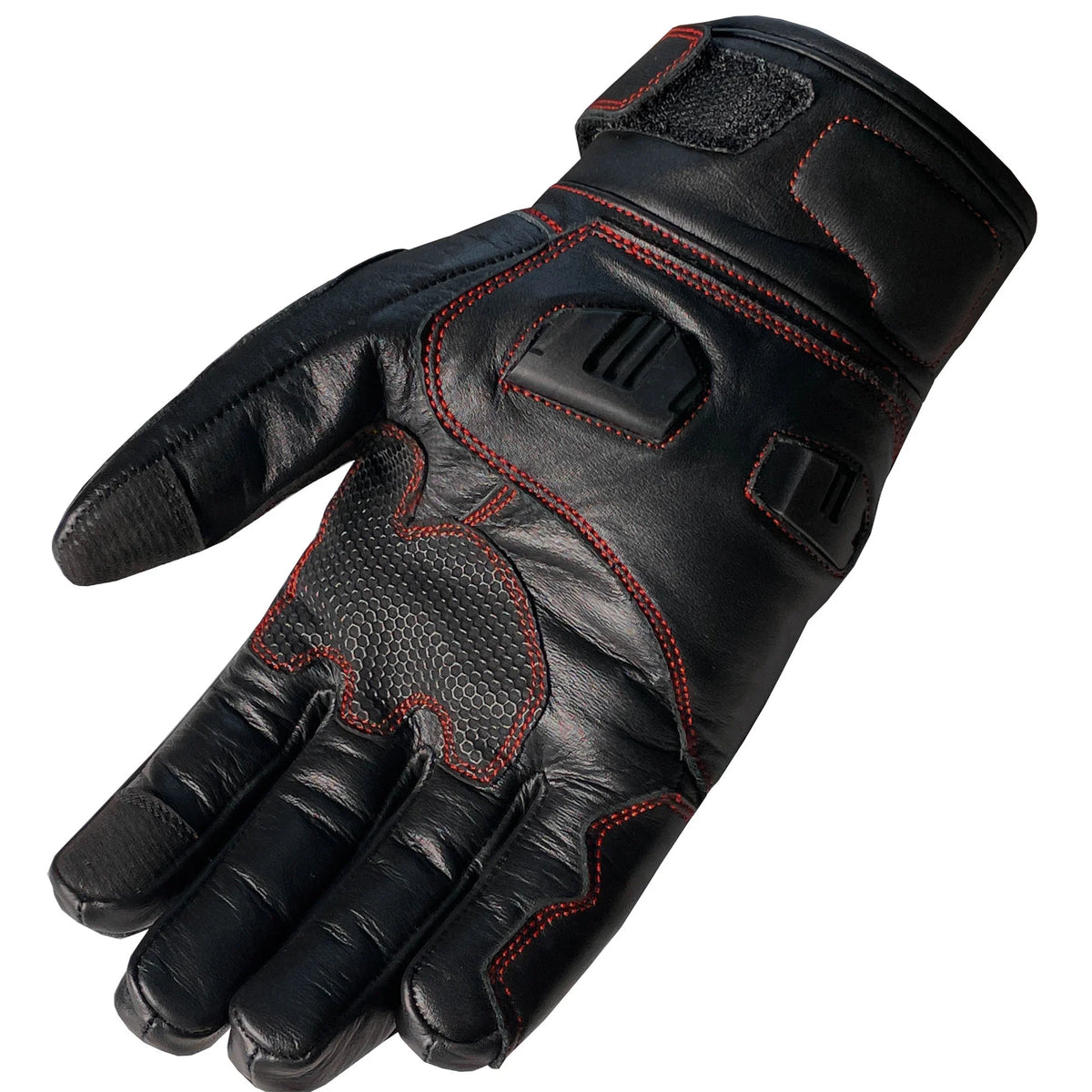 Black Red Leather Motorcycle Biker Gloves O9361