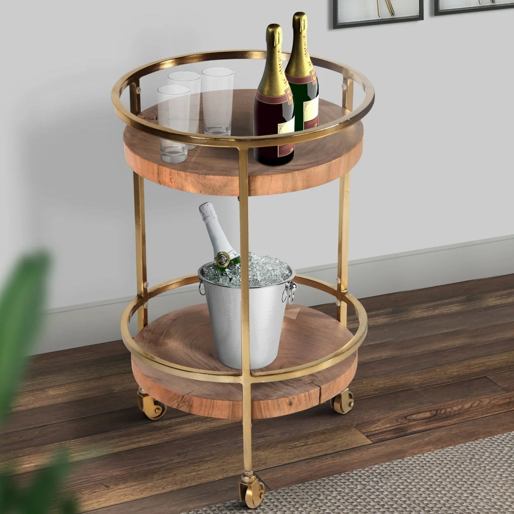 34 Inch 2 Tier Tea and Bar Cart V6085