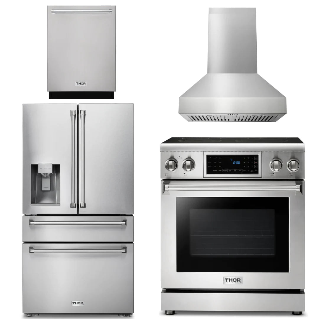 30 Electric Range, Range Hood, Refrigerator with Water and Ice Dispenser, Dishwasher O957545