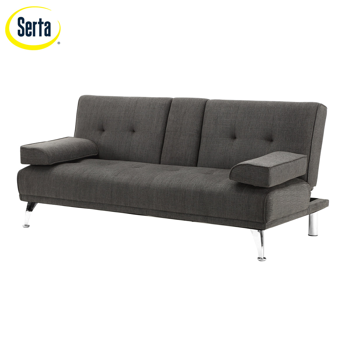 Charcoal Gray Fabric Indoor Sectional Sofa with Chaise W4710