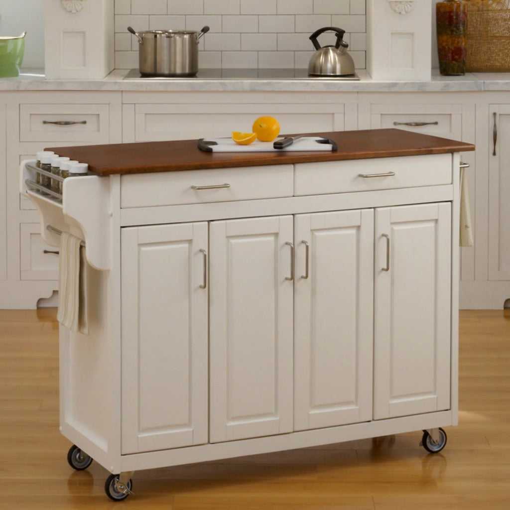 Wood Kitchen Cart in Off White I83419