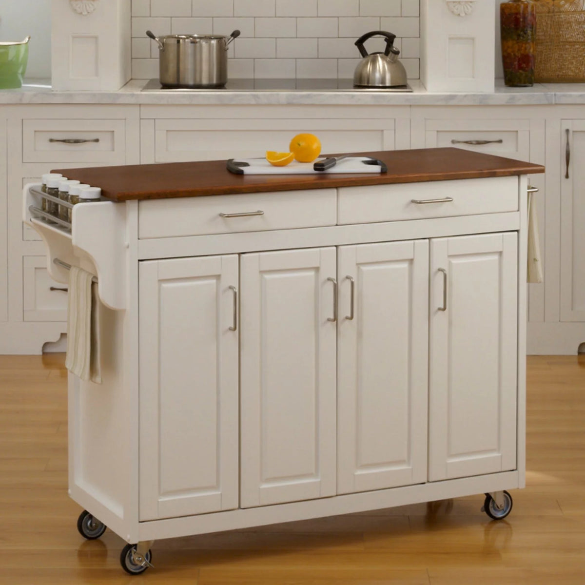 Wood Kitchen Cart in Off White I83419