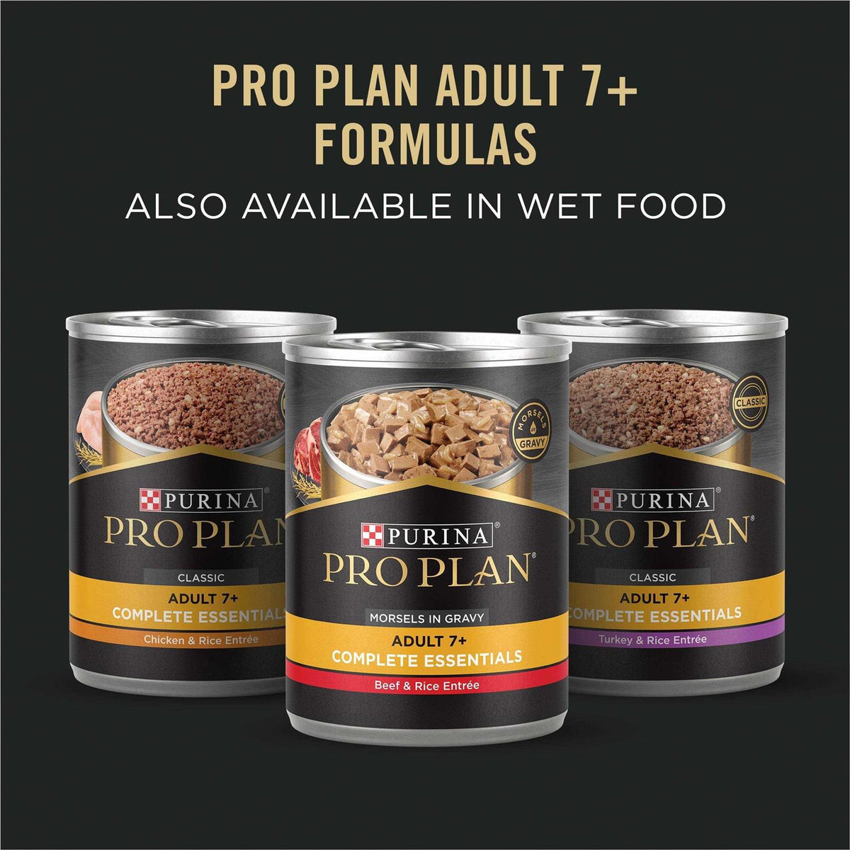Senior Adult 7+ Complete Essentials Shredded Blend Beef & Rice Formula High Protein Dog Food T90847