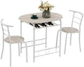 Compact Dining Table Set with Rack (Oak and White) A9828