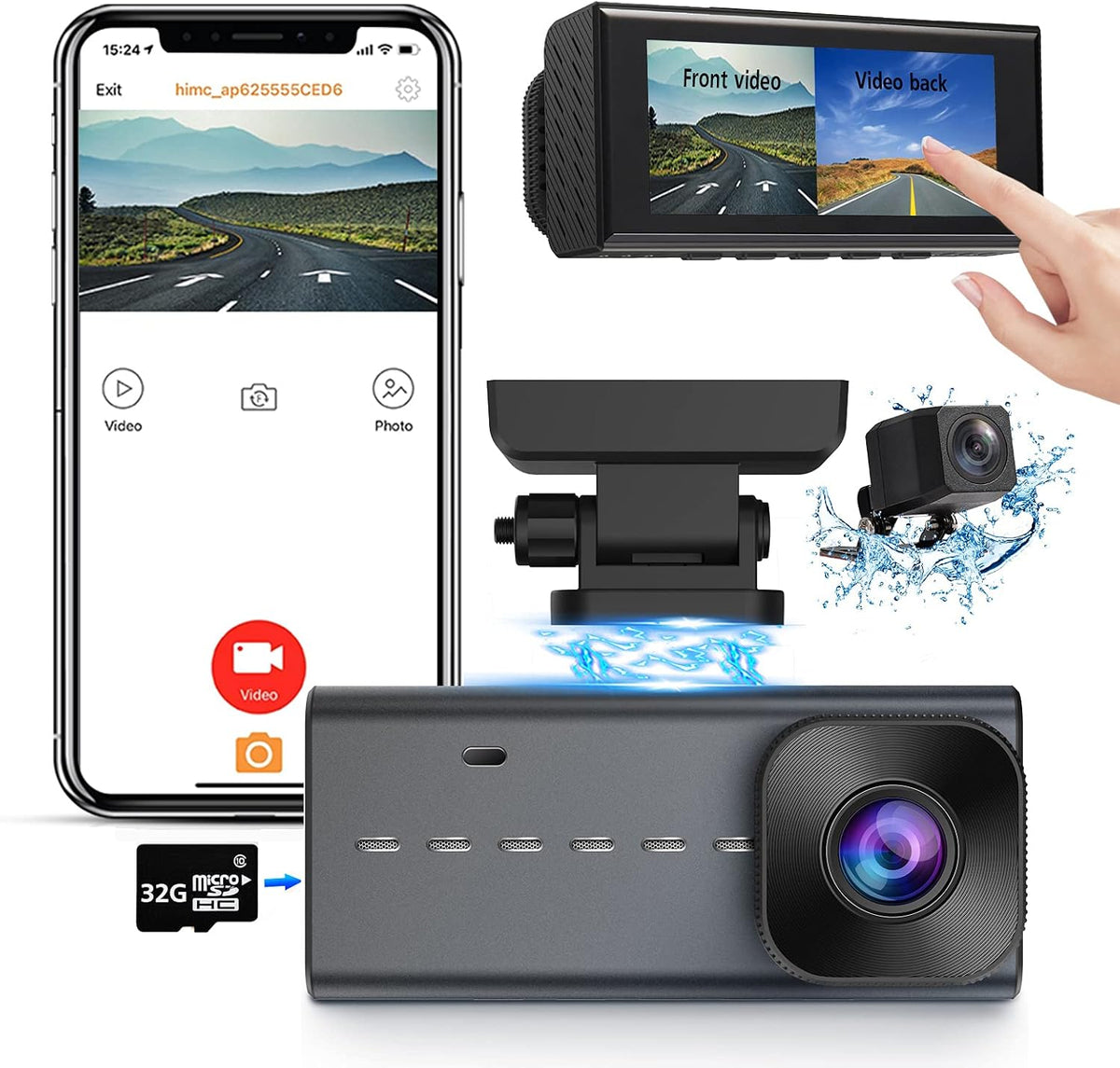 Dash Cam Front and Rear 2K Dual Dash Cam with 3.16 IPS Touchscreen L23363