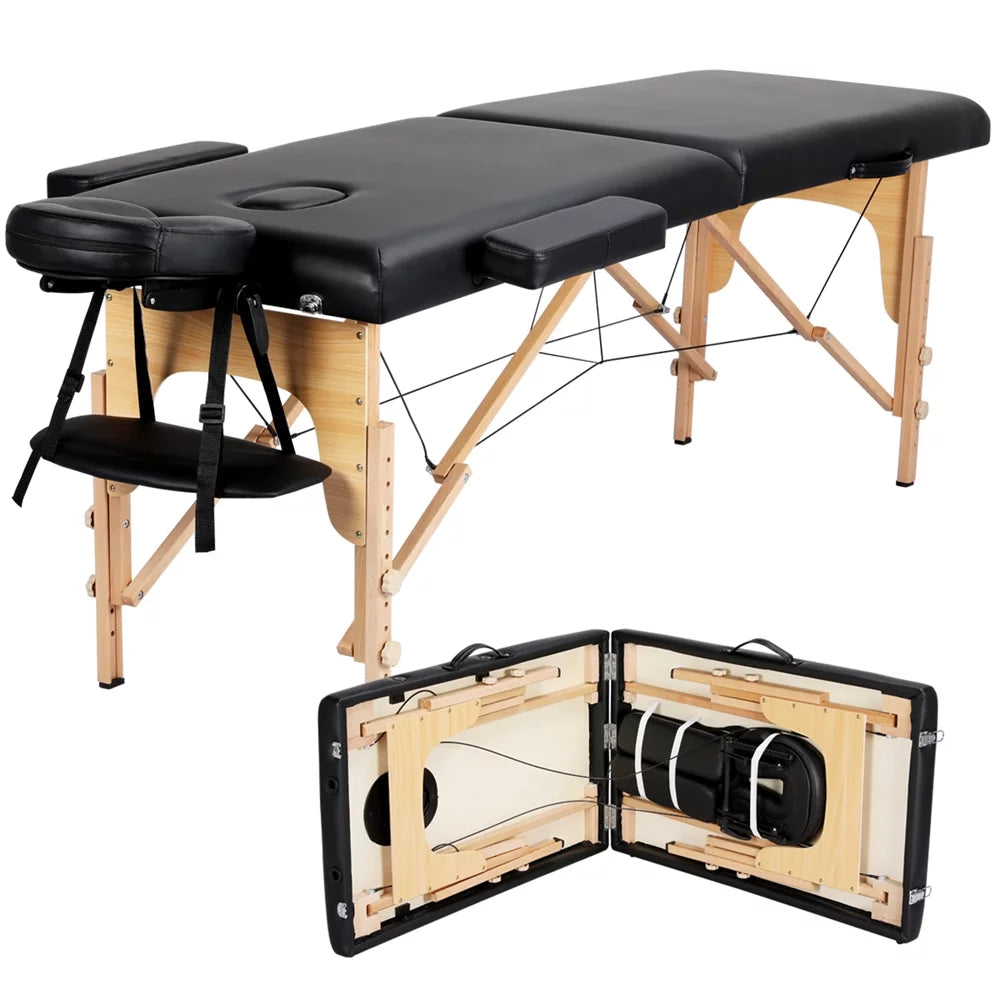 Folding Adjustable Massage Table Black Y554