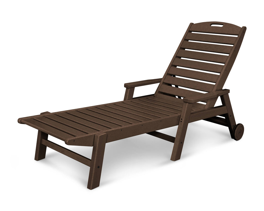 Nautical Mahogany Stackable Wheeled Chaise with Arms Y885750