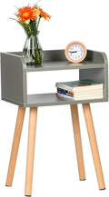 Grey Nightstand with Solid Wood Legs V6913