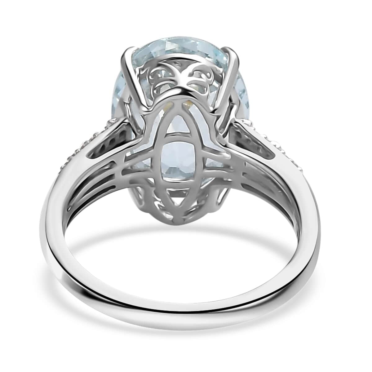 10K White Gold Oval Blue Aquamarine White Diamond Ring Size 9 Ct 4.25 G-H Color I3 Clarity X5709