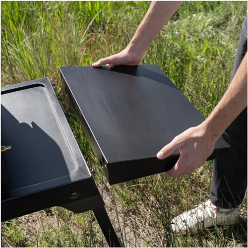 Collapsible Tabletop Griddle Stand with Adjustable Legs and Side Shelf B402286