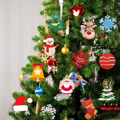 48pcs Wooden Christmas Ornaments Unfinished Paintable Blank Wood Slice T5604