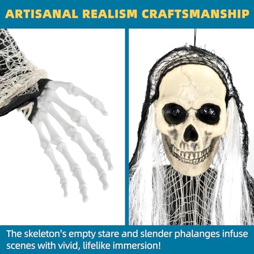 Set of 3 Hanging Ghosts and Grim Reaper Skeleton Halloween Decorations Z526
