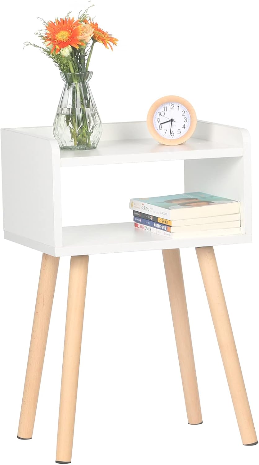 Grey Nightstand with Solid Wood Legs V6913