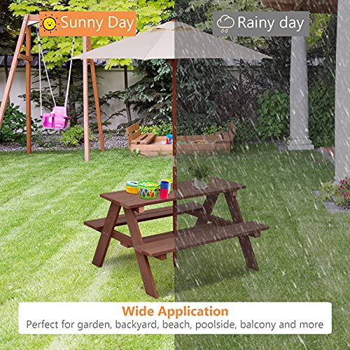 Wooden Kids Picnic Table with Umbrella G637