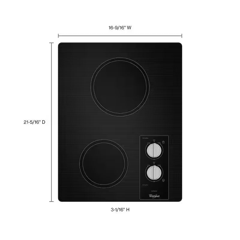 Ceramic Radiant Glass Electric Cooktop in Black with 2 Elements S70464