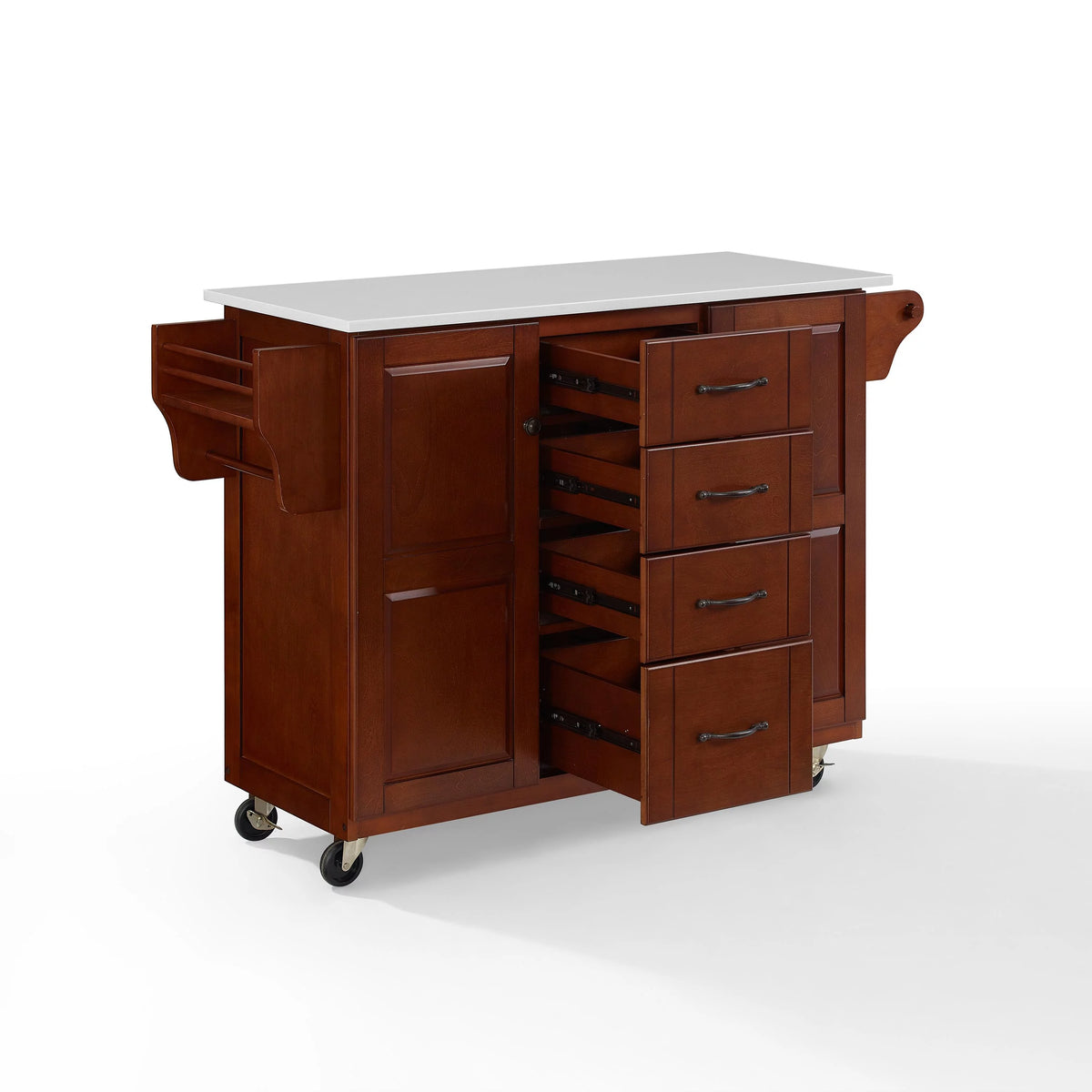 White Granite Top Kitchen Cart N7225