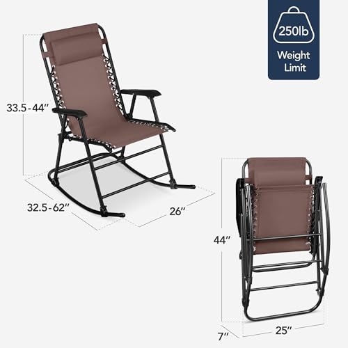 Folding Rocking Chair with Headrest Pillow Z7168