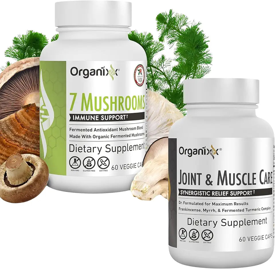Organic Mushroom Supplement 60 Vegetarian Capsule & Joint & Muscle Care 60 Capsules X771221