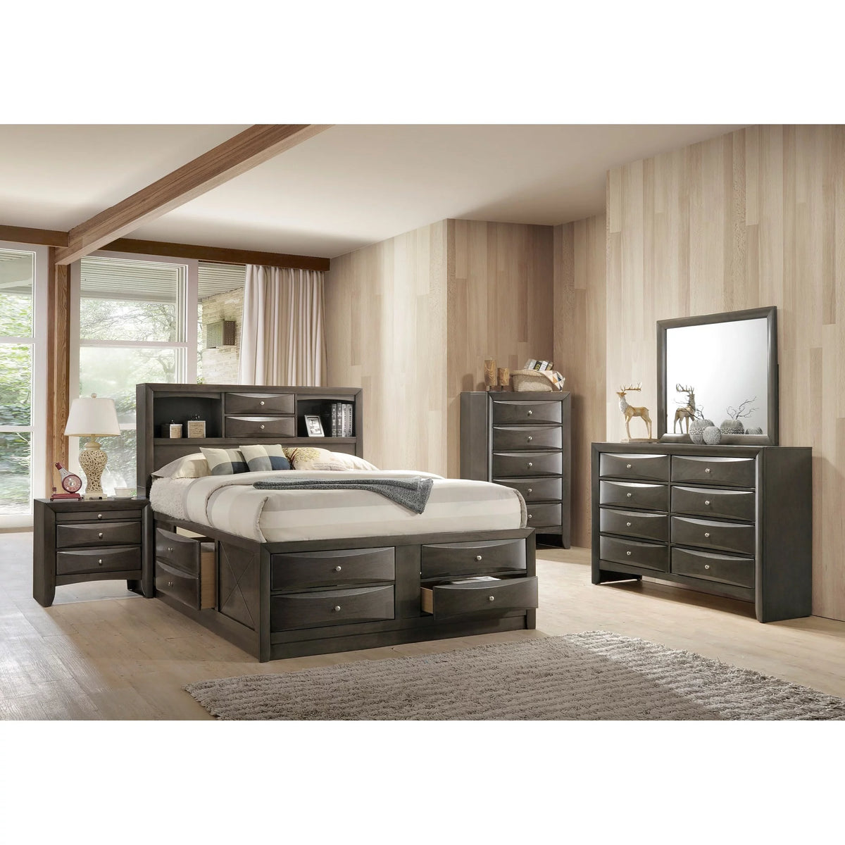 Queen Size 6pc Solid Wood Bedroom Set P87179