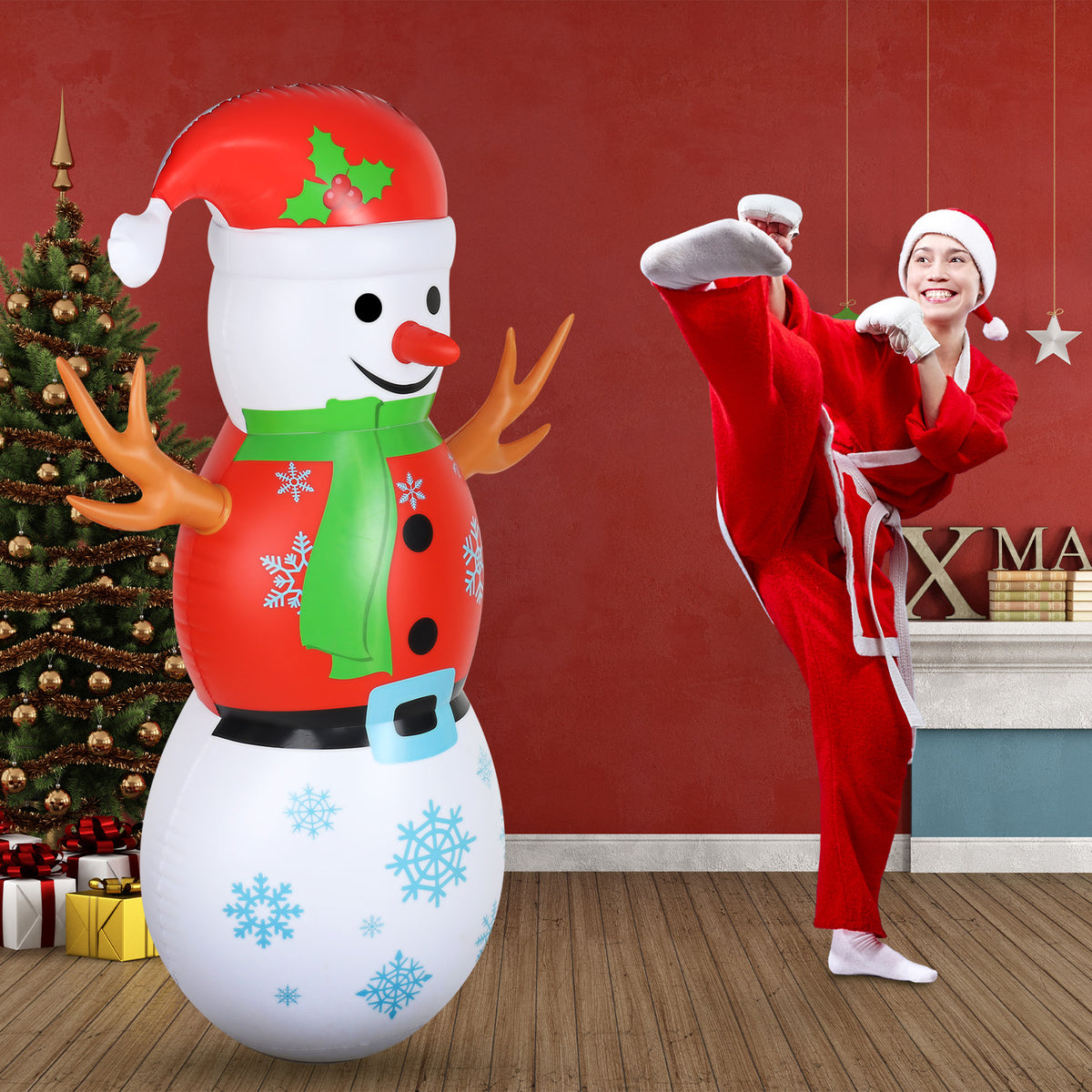 5 FT Inflatable Punching Bag with 6 Toss Rings H31393