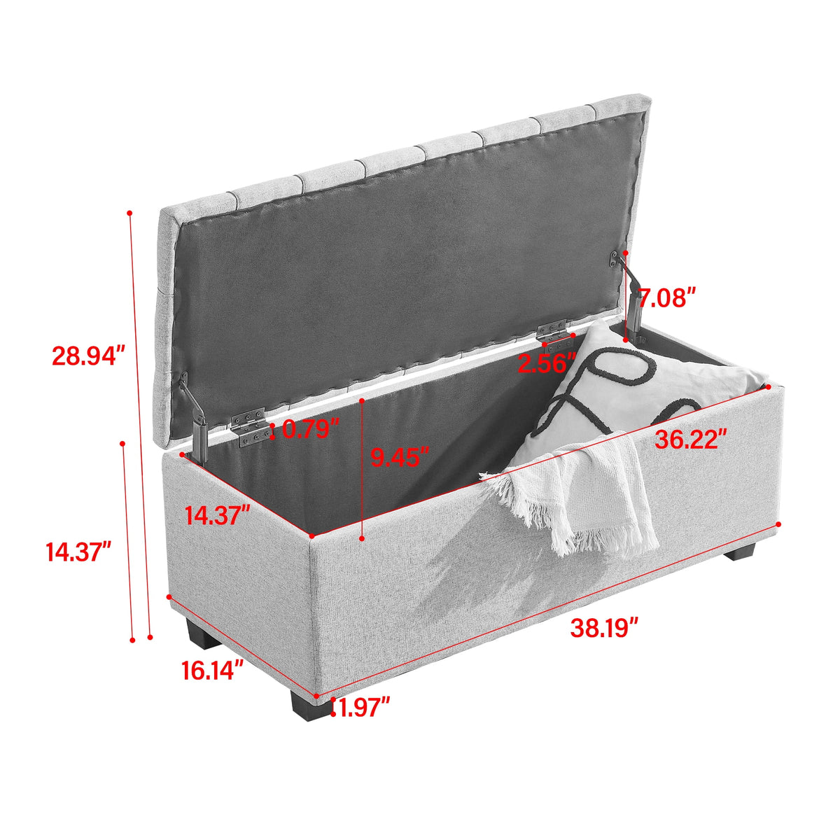 Flip Top Storage Bench with Padded Seat D818737