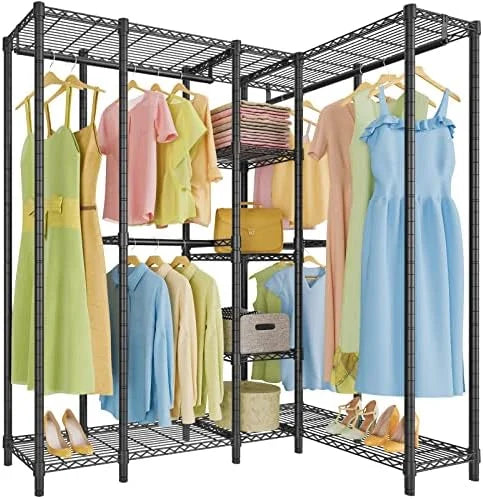 67.5" L Shaped Freestanding Wire Garment Rack Z91069