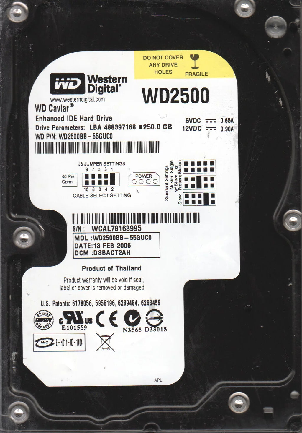 250GB IDE 3.5 Hard Drive K83874