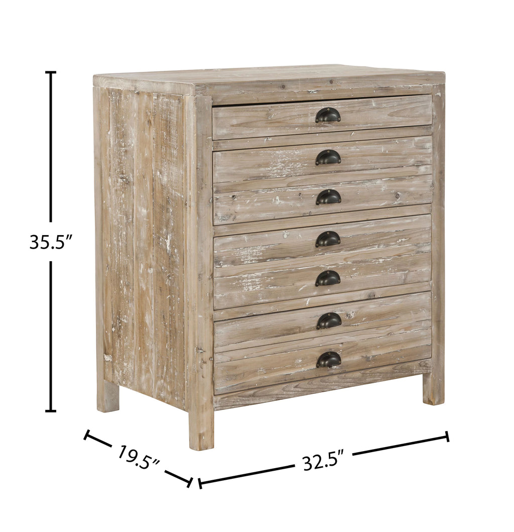 Small Reclaimed Elm 4-Drawer Apothecary Chest A35178