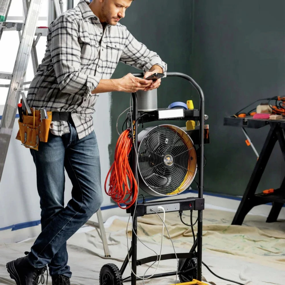 Hand Truck 5-in-1 Mobile Workshop with Integrated 3-Speed Fan and LED Light W5944
