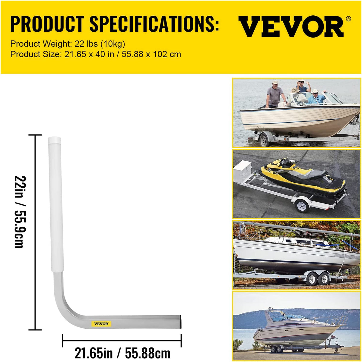 22 in. Steel Boat Trailer Guide-on with White PVC Tube Covers Q76741
