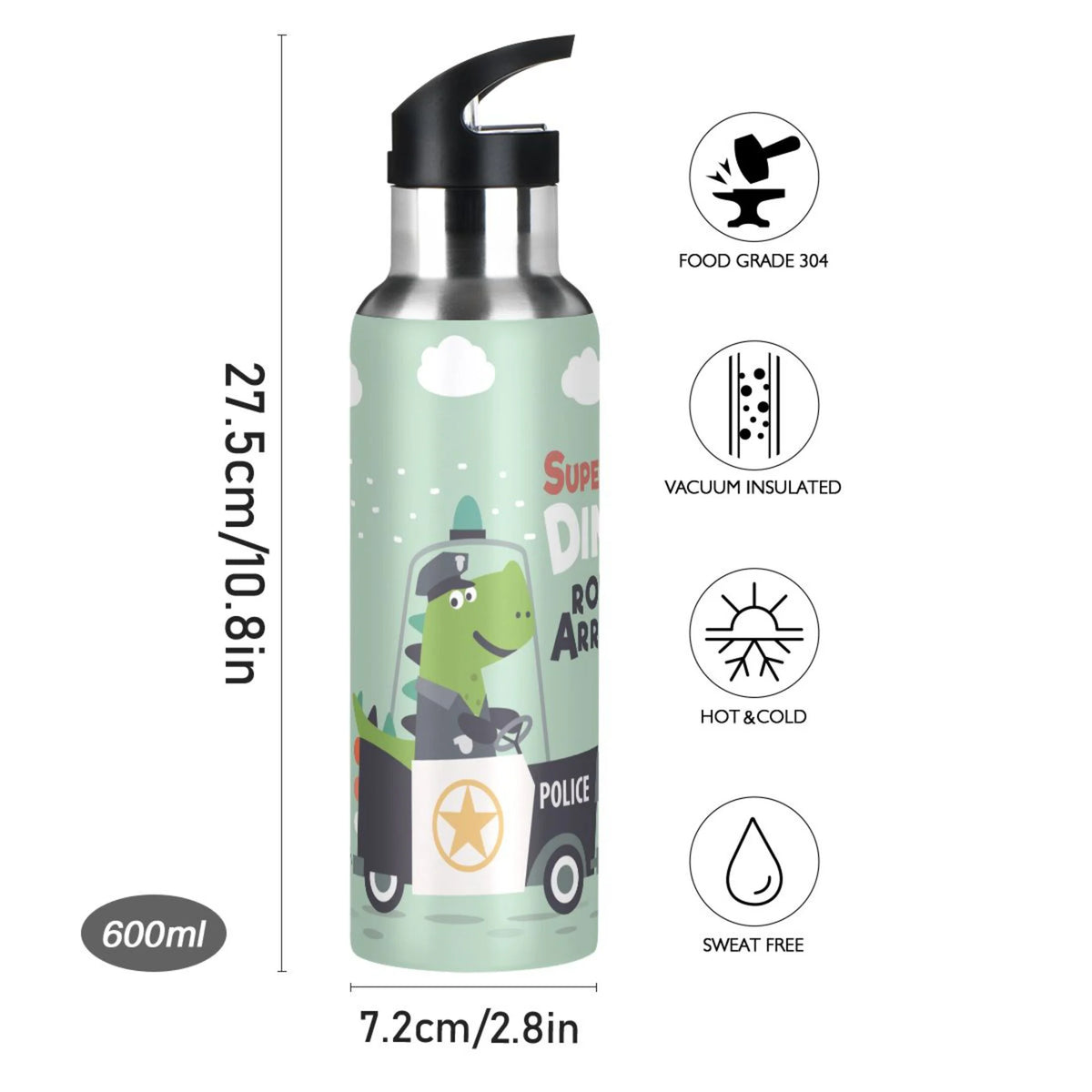 Stainless Steel Water Bottle with Straw Lid Vacuum Insulated 20 OZ H1715