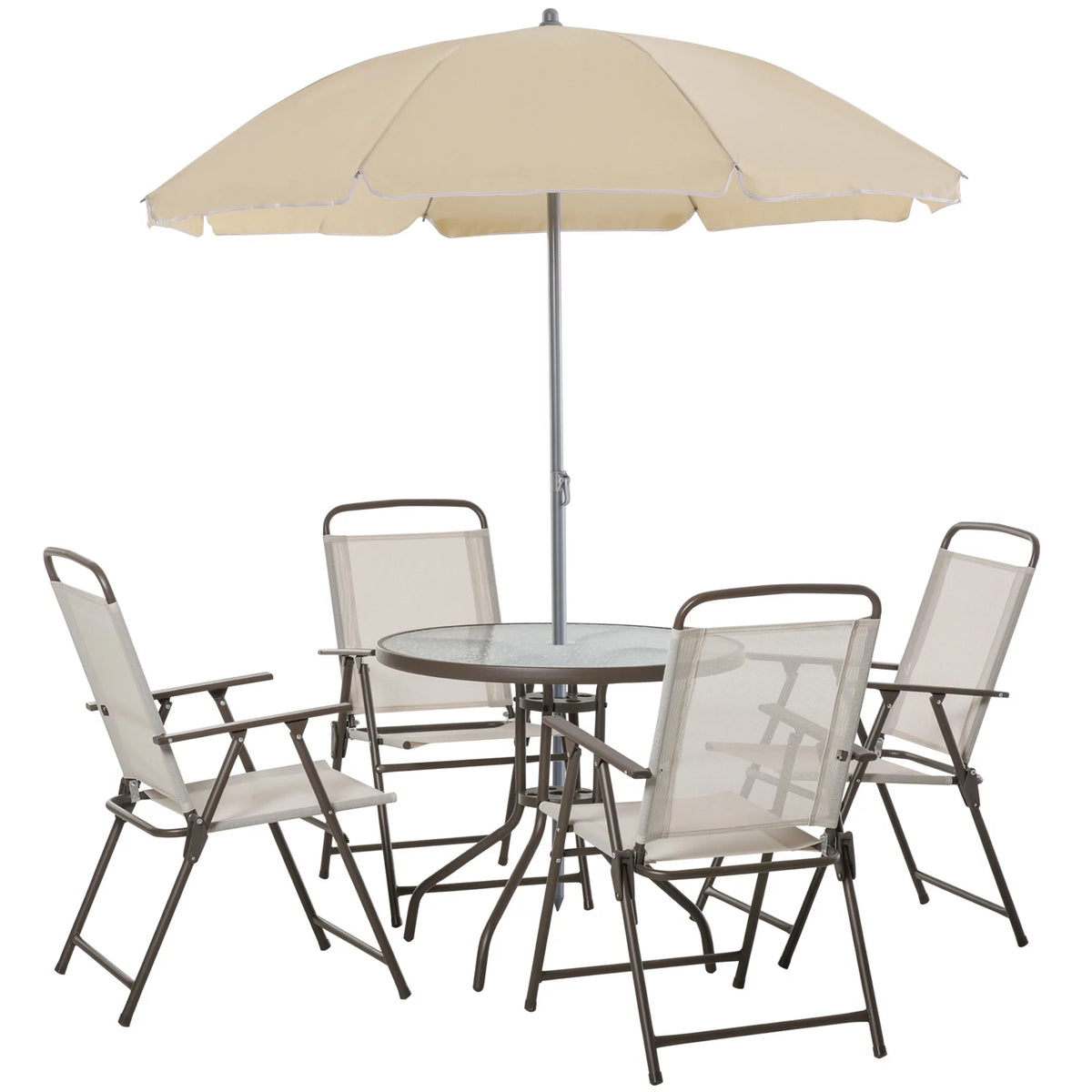6 Piece Fabric Patio Dining Set with Umbrella Y4198