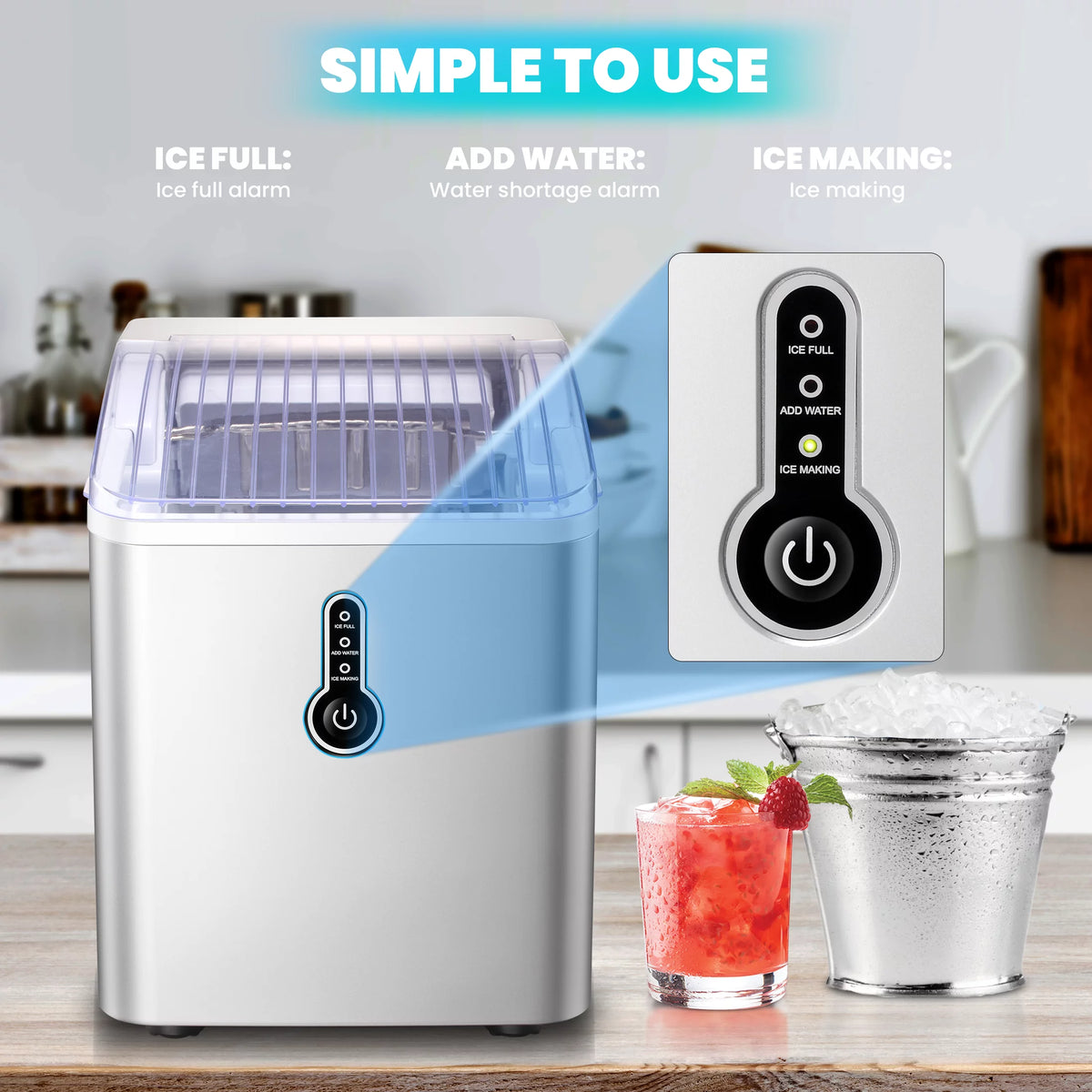 Portable Countertop Ice Maker with Basket & Ice Scoop I22995