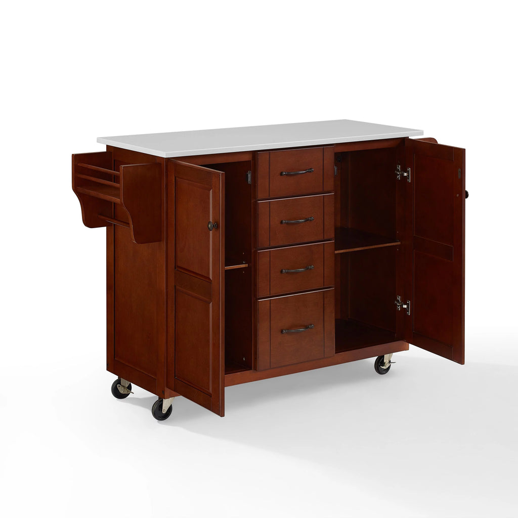 White Granite Top Kitchen Cart N7225