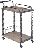 Rustic Oak & Antique Black Serving Cart X562
