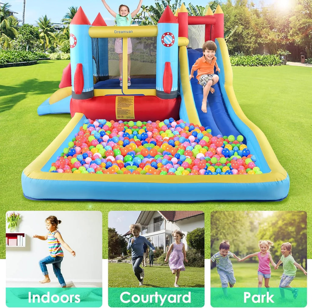 4-in-1 Children's Inflatable Bounce House with Pool and Slide A949015
