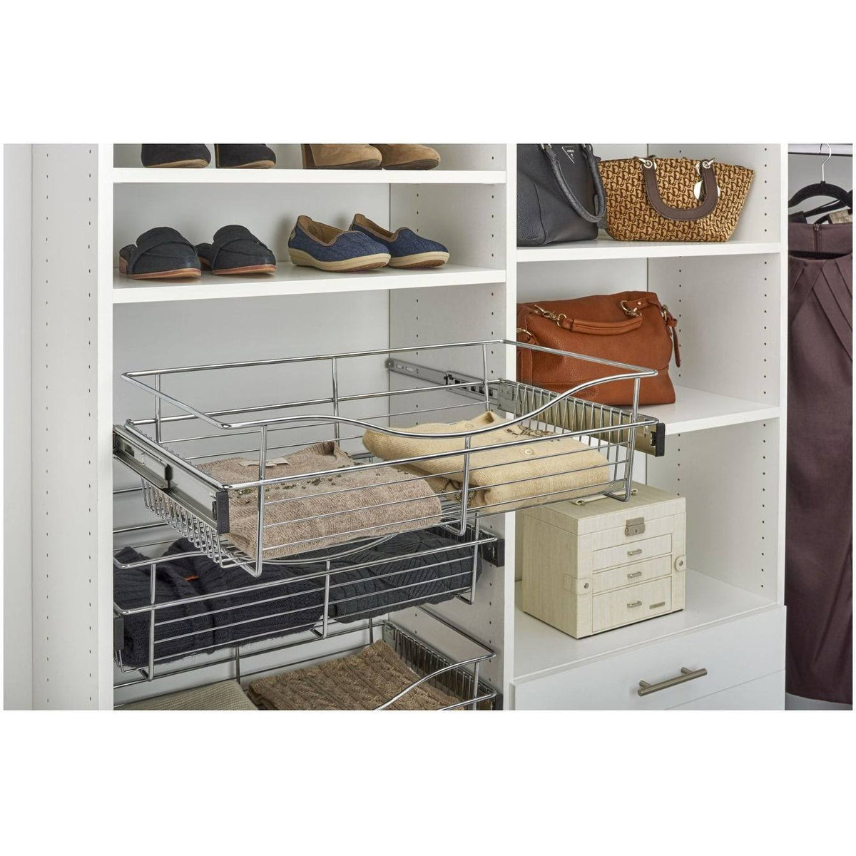 Satin Nickel Closet Pull-Out Basket I261531