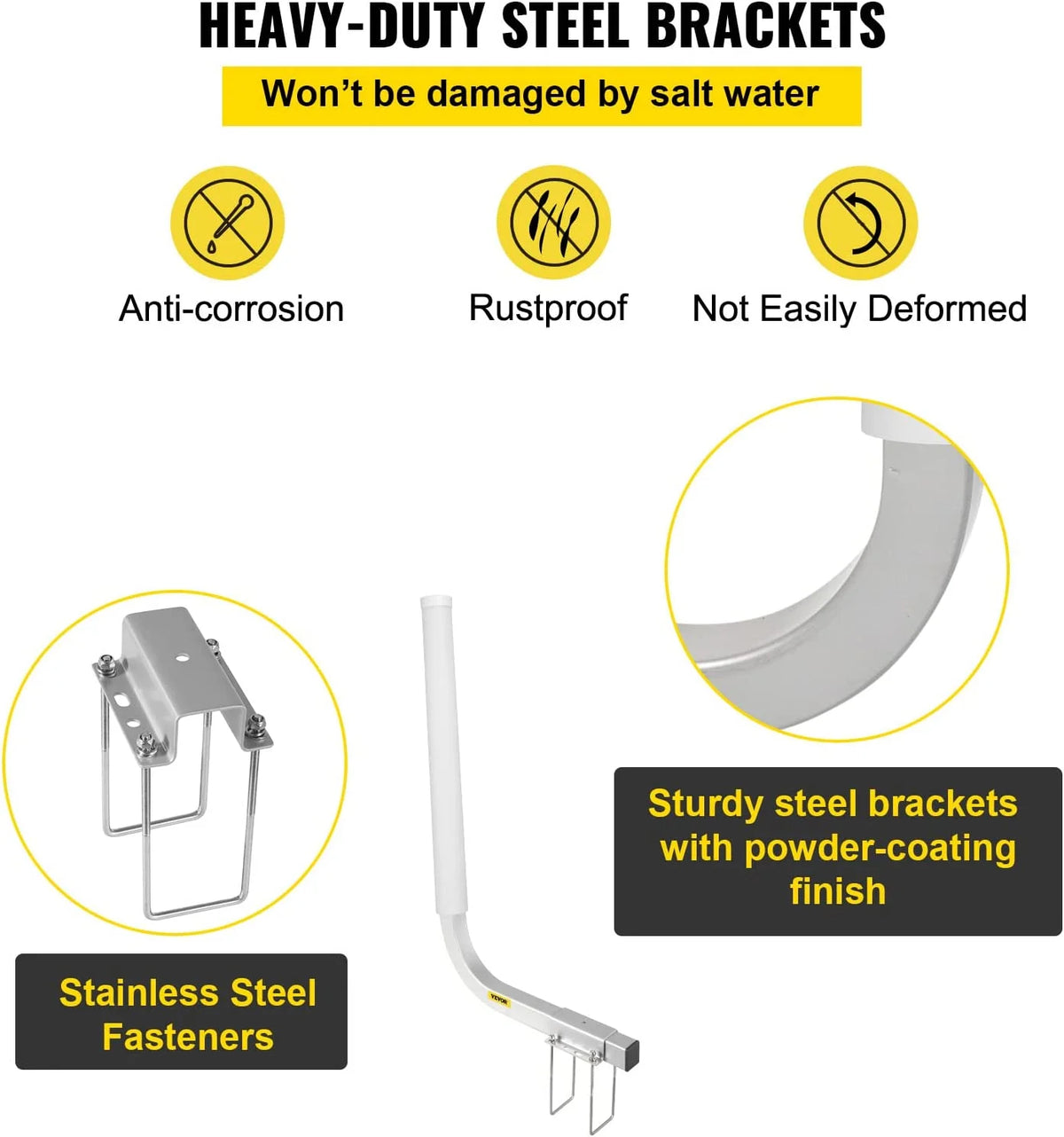 22 in. Steel Boat Trailer Guide-on with White PVC Tube Covers Q76741