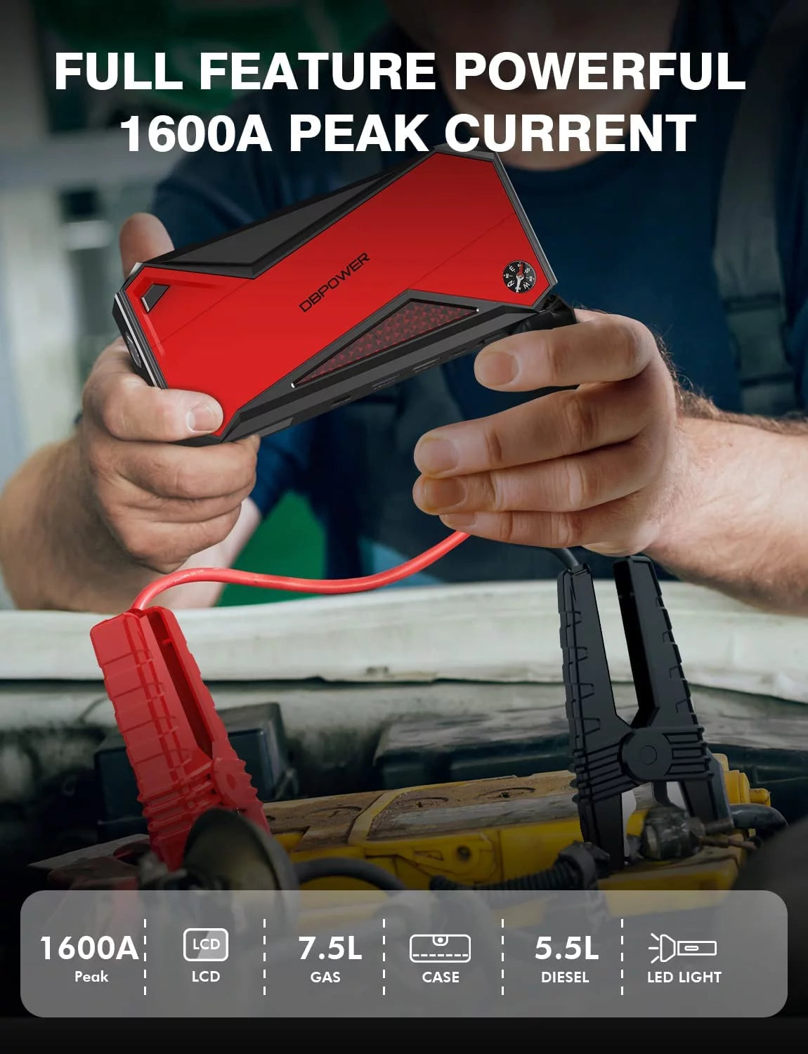 1600A Peak 18000mAh Portable Car Jump Starter F666516